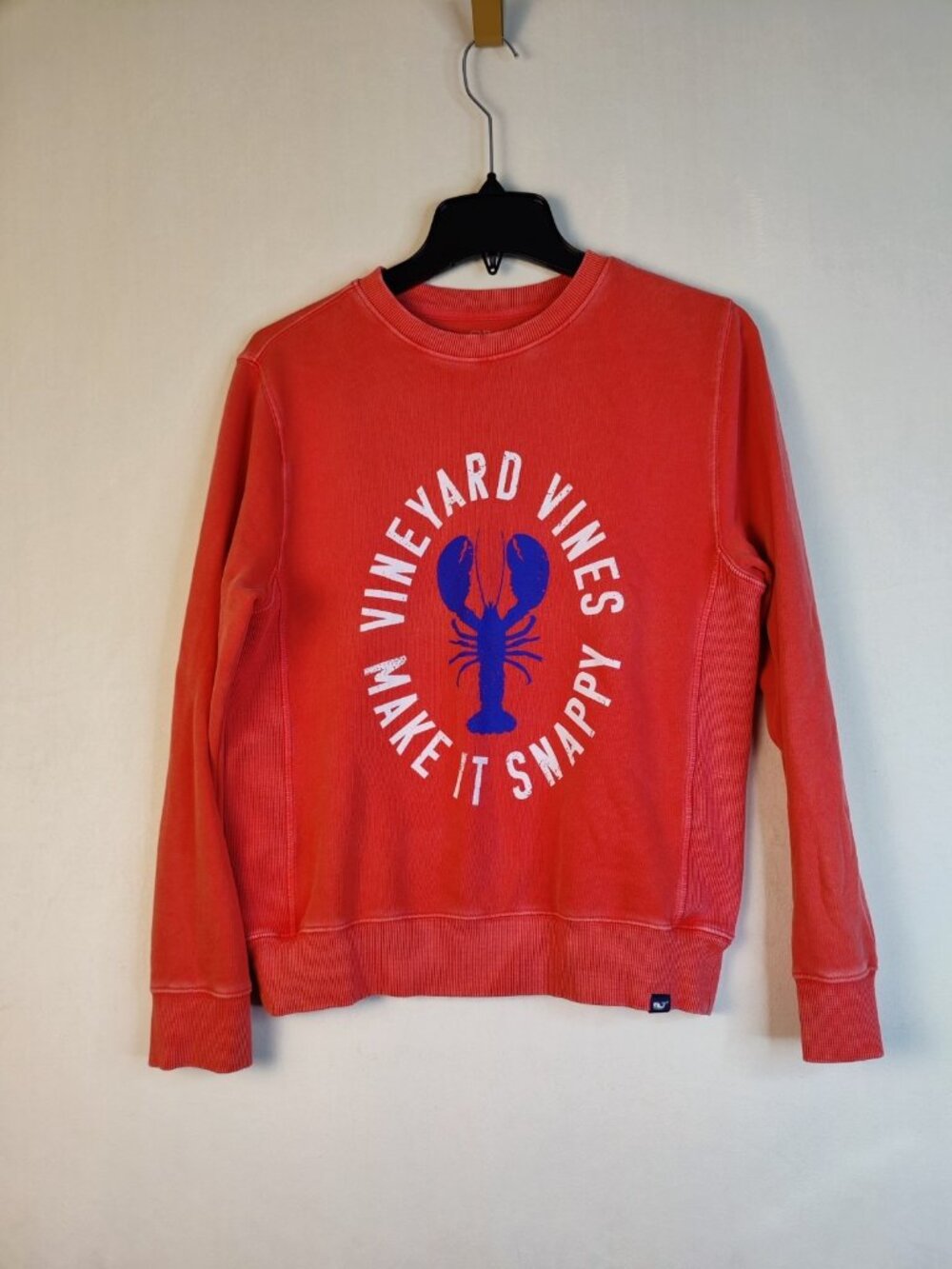 Vineyard Vines Graphic Crab 'Make it Snappy' Size L Orange Pullover Sweatshirt